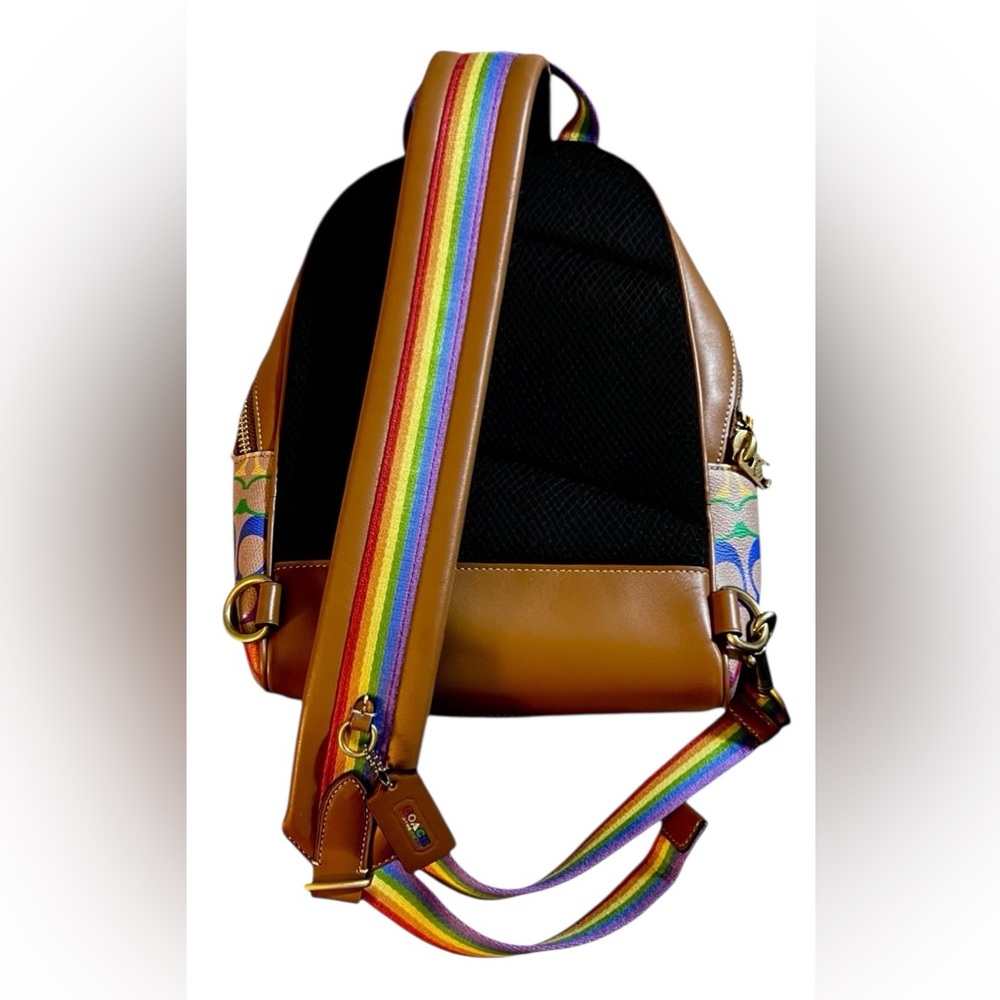 Coach Academy Backpack w/Matching Slim Card Case, In Rainbow Signature Canvas - Picture 9 of 16